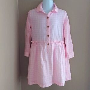 Carter's Gingham shirt dress with adjustable sleeves and bows - pink - size 3T